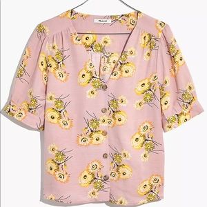 Madewell LARGE Plaza Button-Front Shirt in Dutch Dandelions  Linen blend